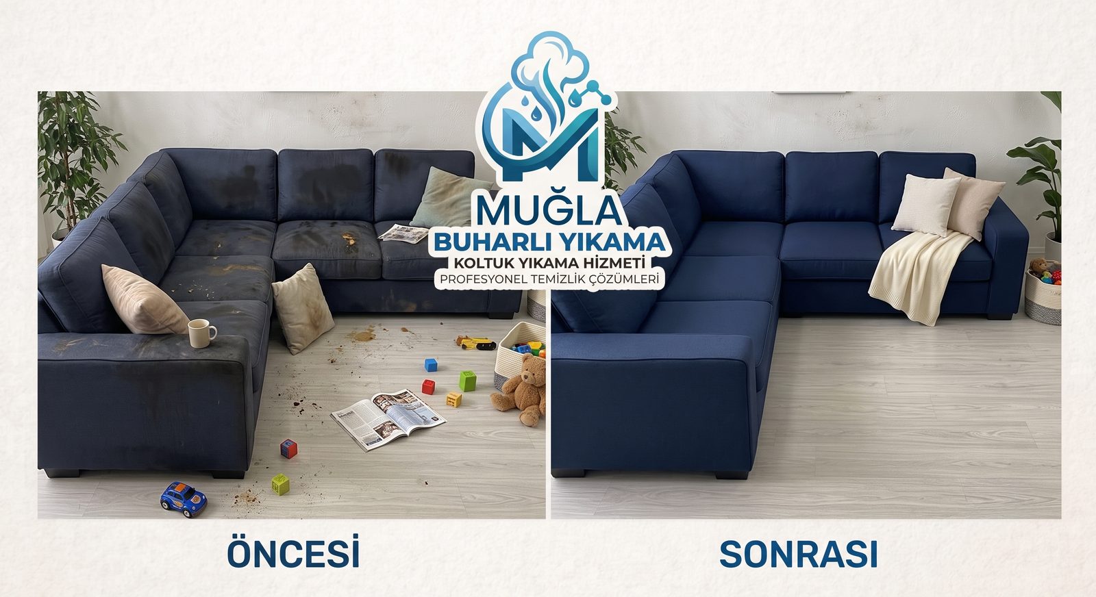 Buharlı Koltuk Yıkama öncesi sonrası uygulama